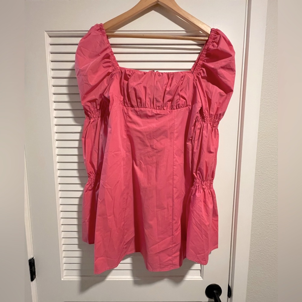 Pink Barbie themed puff sleeve mini dress